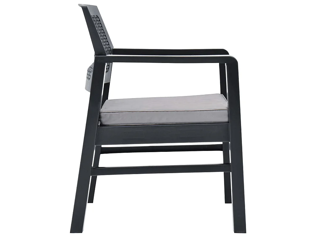 Salon de jardin 3 pcs avec coussins Plastique Gris