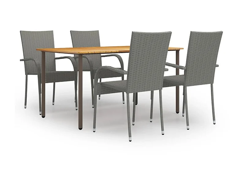 Ensemble de salle à manger de jardin 5 pcs Résine tressée Gris 8