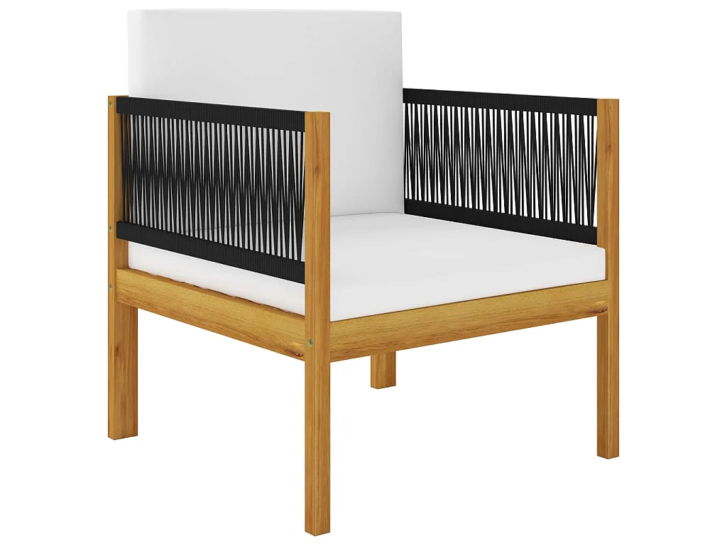 Salon de jardin 7 pcs avec coussins Crème Bois d'acacia solide