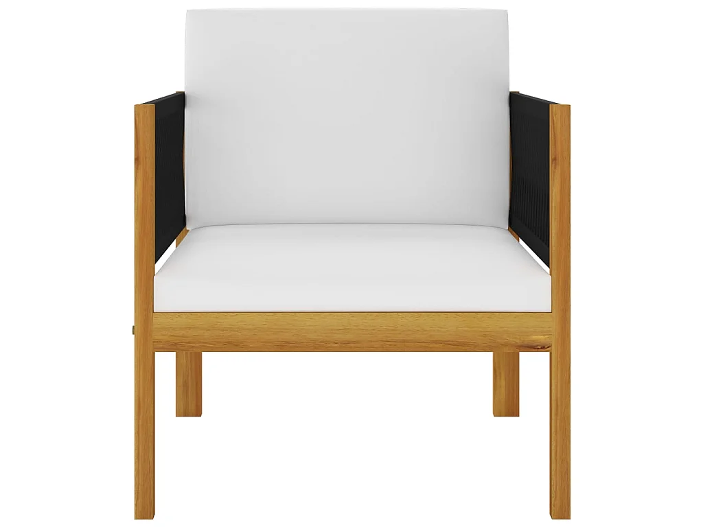 Salon de jardin 7 pcs avec coussins Crème Bois d'acacia solide