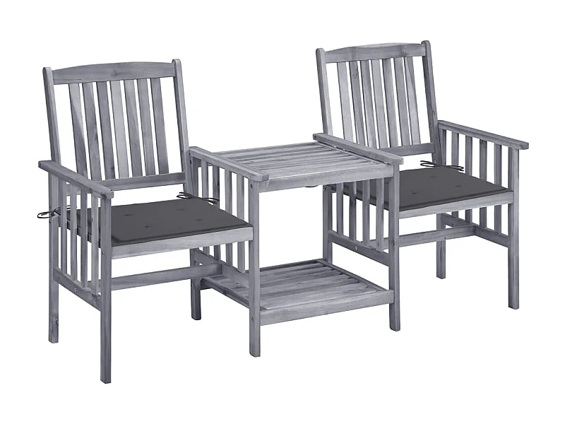 Chaises de jardin avec table à thé et coussins Acacia solide 29