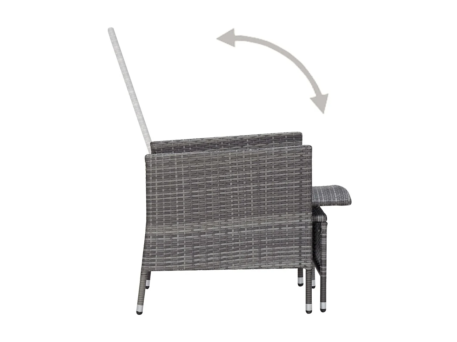 3-delige Loungeset met kussens poly rattan grijs