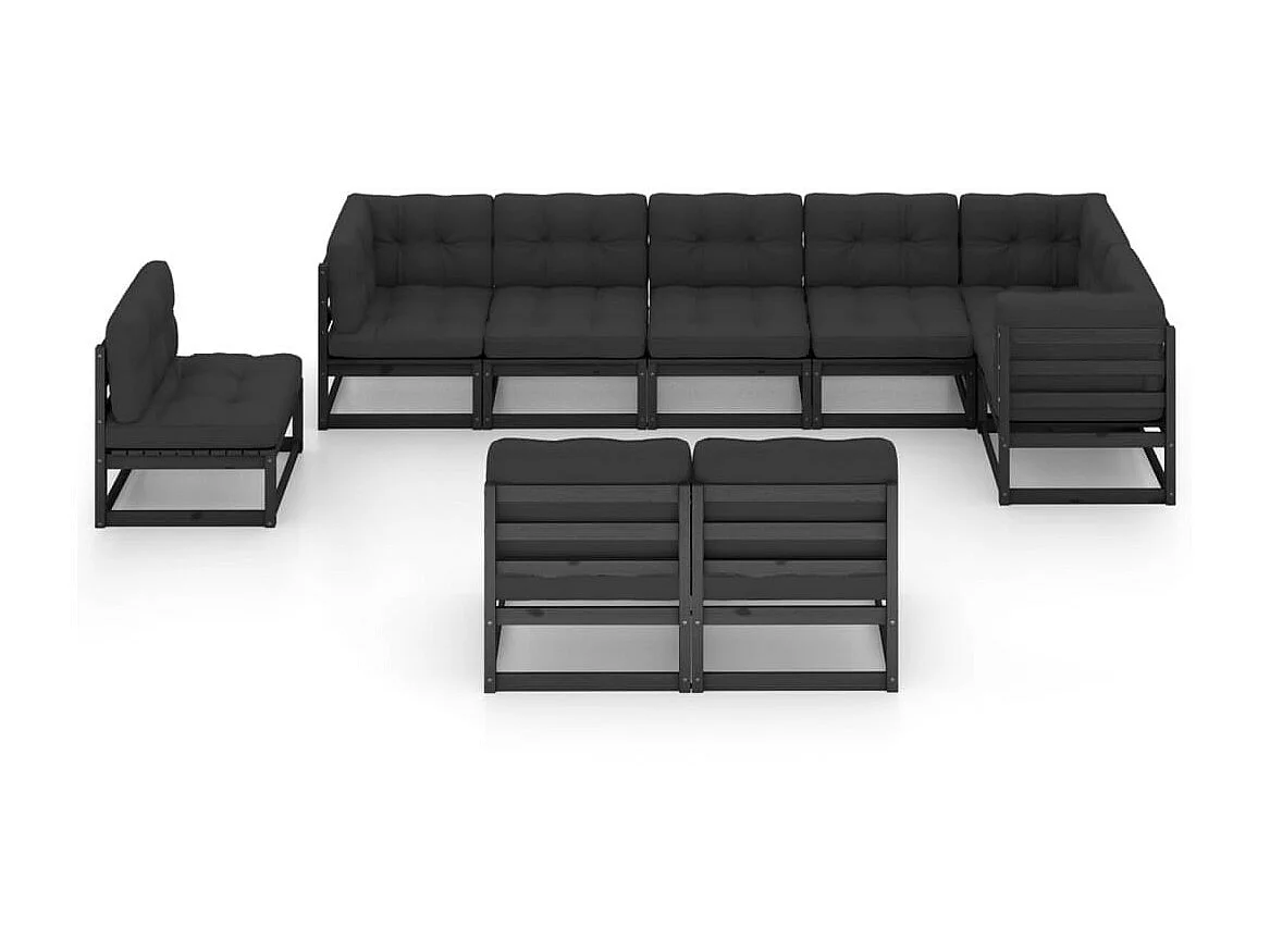 Salon de jardin 9 pcs avec coussins Bois de pin massif 9