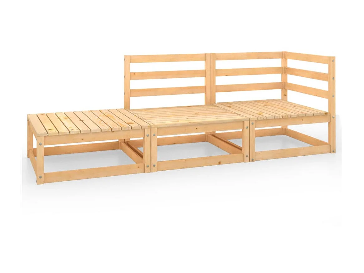Salon de jardin 3 pcs Bois de pin massif 6