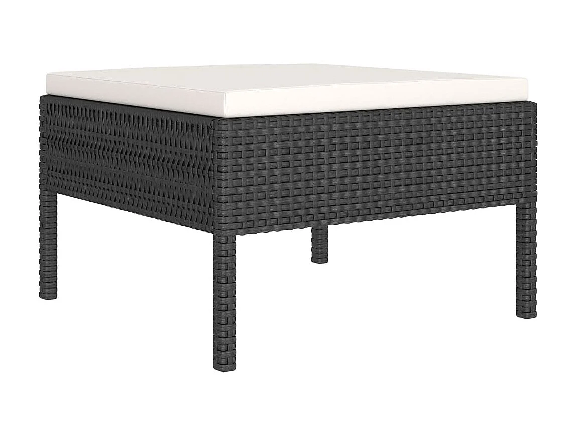 Salon de jardin 2 pcs avec coussins Résine tressée Noir 4