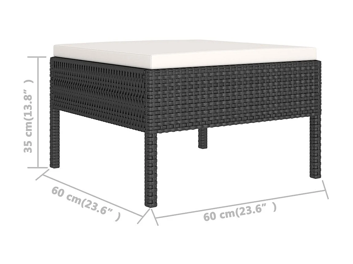 Salon de jardin 2 pcs avec coussins Résine tressée Noir 4