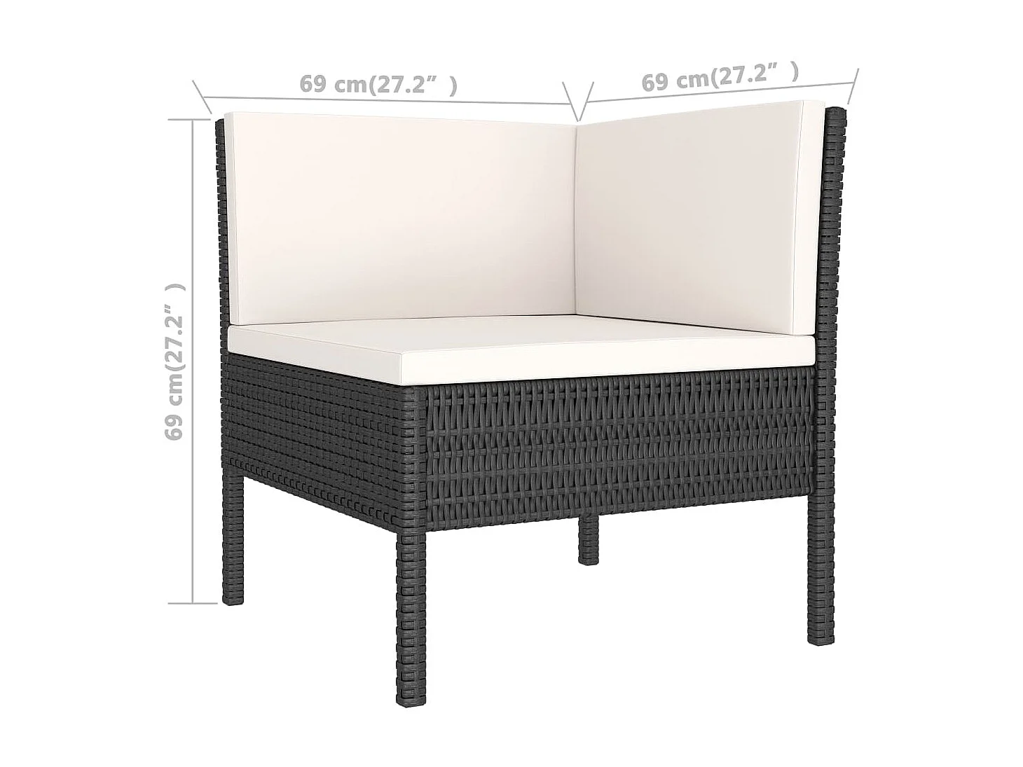 Salon de jardin 2 pcs avec coussins Résine tressée Noir 4