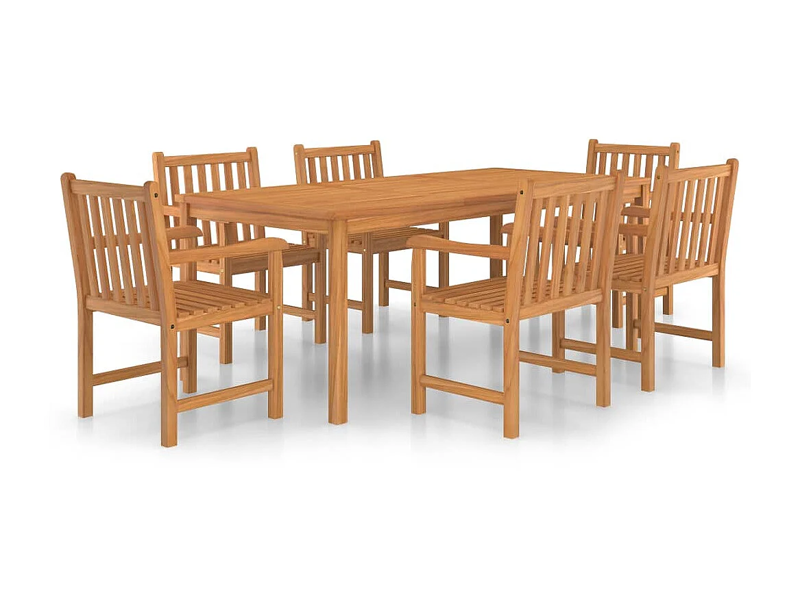 7-delige Tuinset massief teakhout