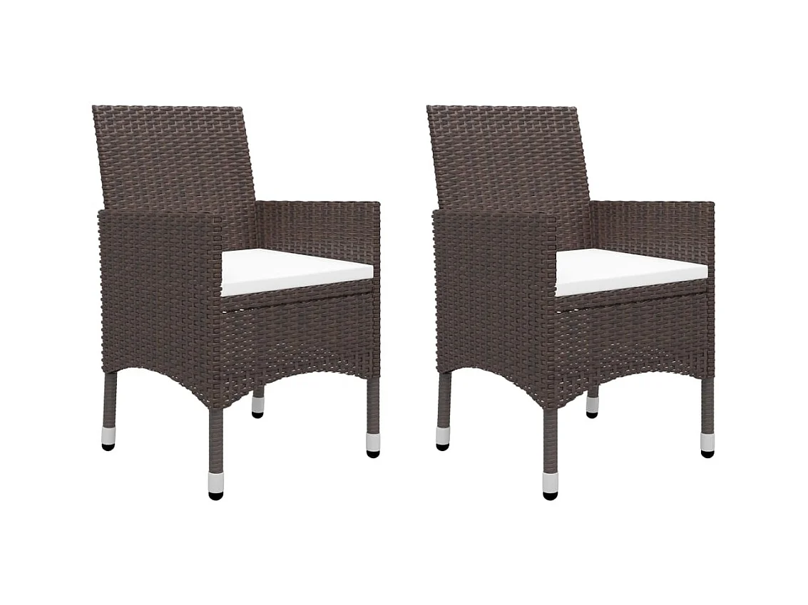 Ensemble de bistro 3 pcs Résine tressée et verre trempé Marron