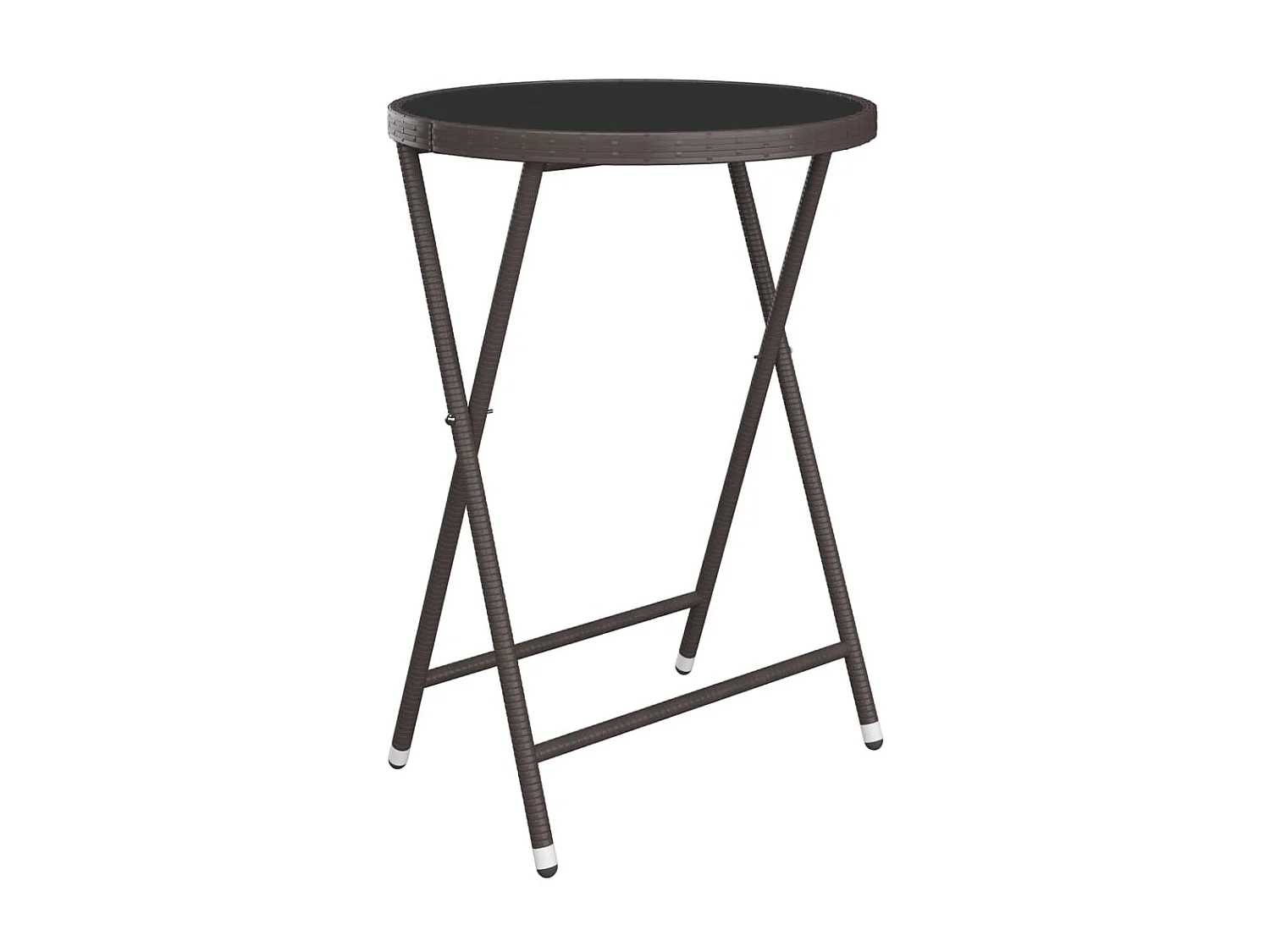 Ensemble de bistro 3 pcs Résine tressée et verre trempé Marron