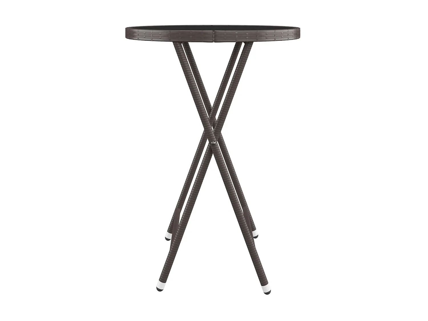 Ensemble de bistro 3 pcs Résine tressée et verre trempé Marron