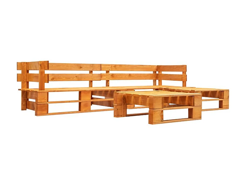 Canapés de jardin palette 4 pcs Bois Marron miel 2