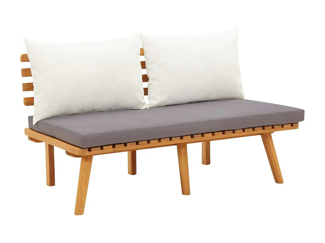 Salon de jardin 5 pcs avec coussins Bois d'acacia solide 2