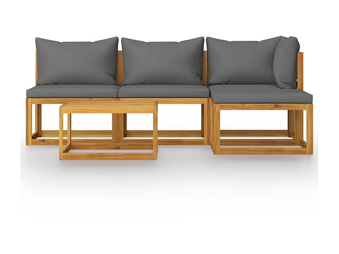 Salon de jardin 5 pcs avec coussin Bois d'acacia solide 10