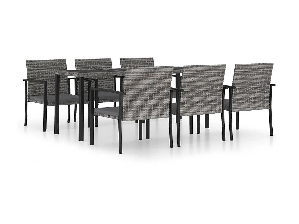 Ensemble de salle à manger de jardin 7 pcs Résine tressée Gris 5