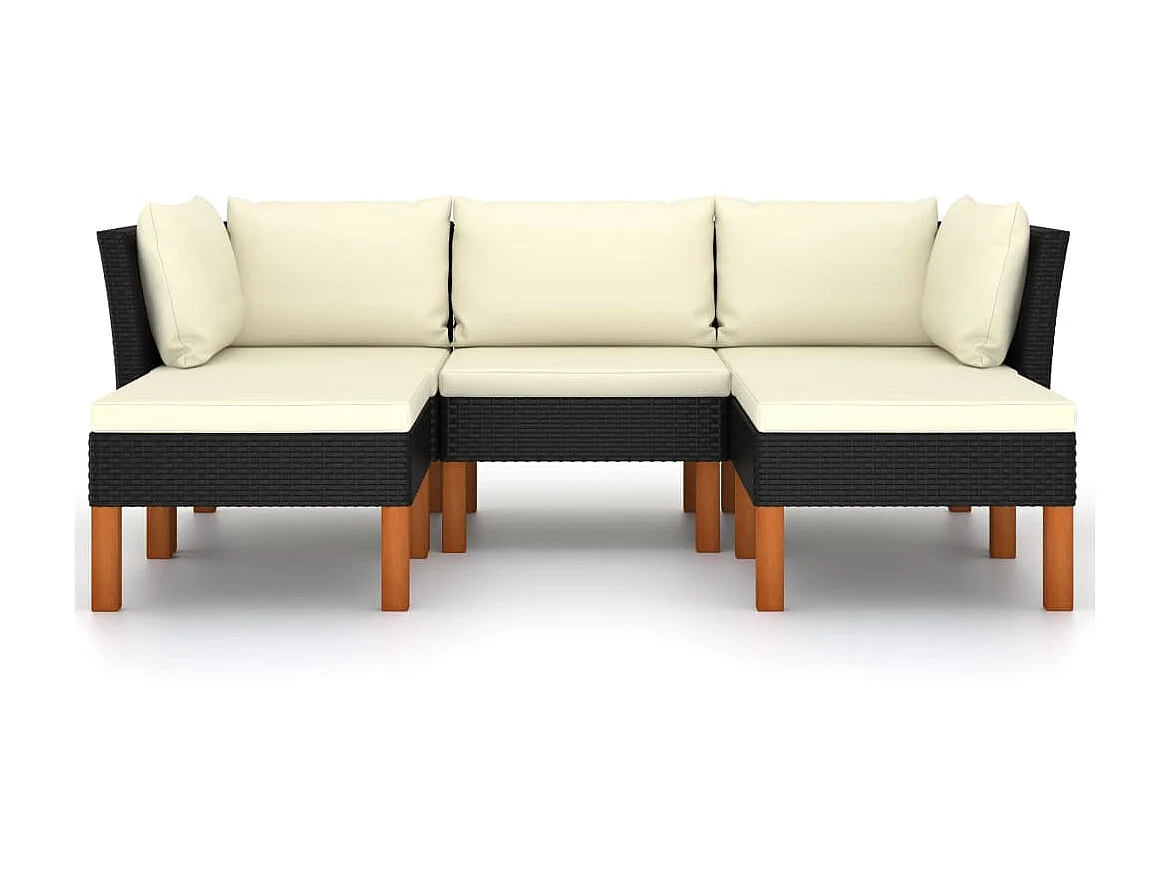 Salon de jardin 5 pcs avec coussins Résine tressée Noir 41