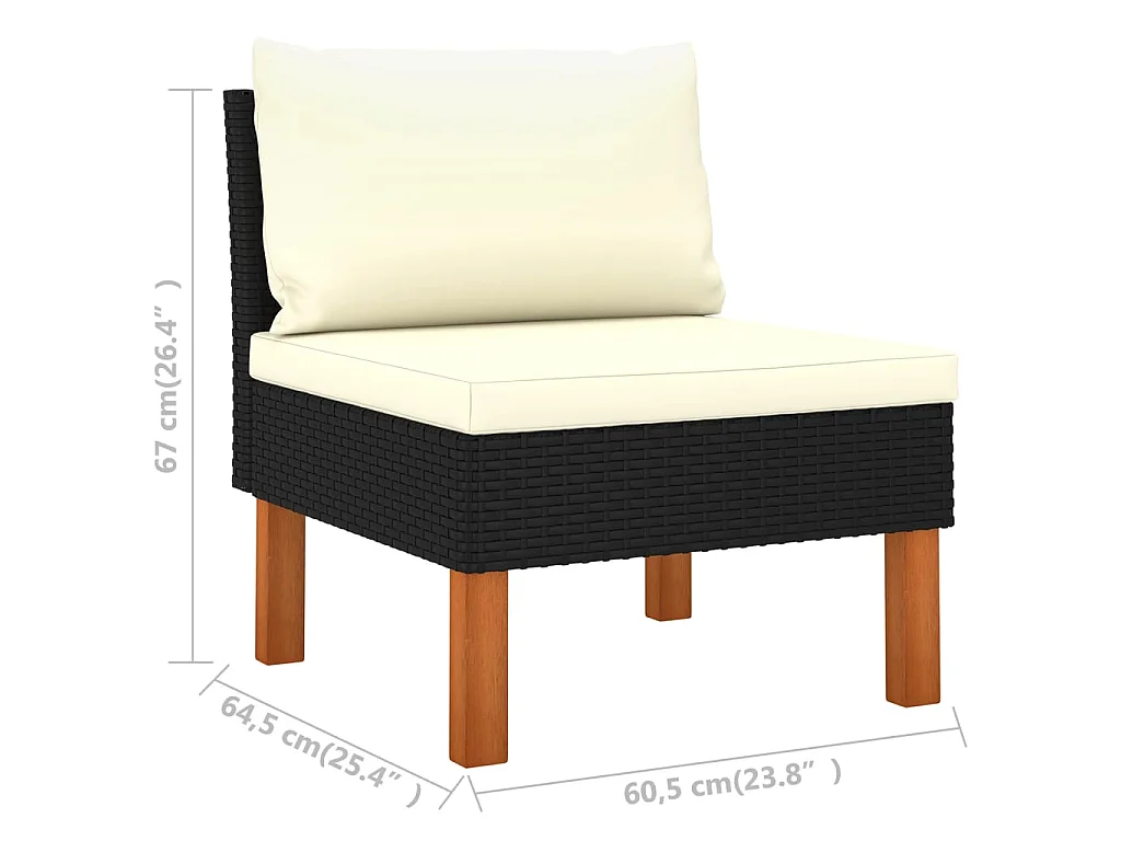 Salon de jardin 5 pcs avec coussins Résine tressée Noir 41