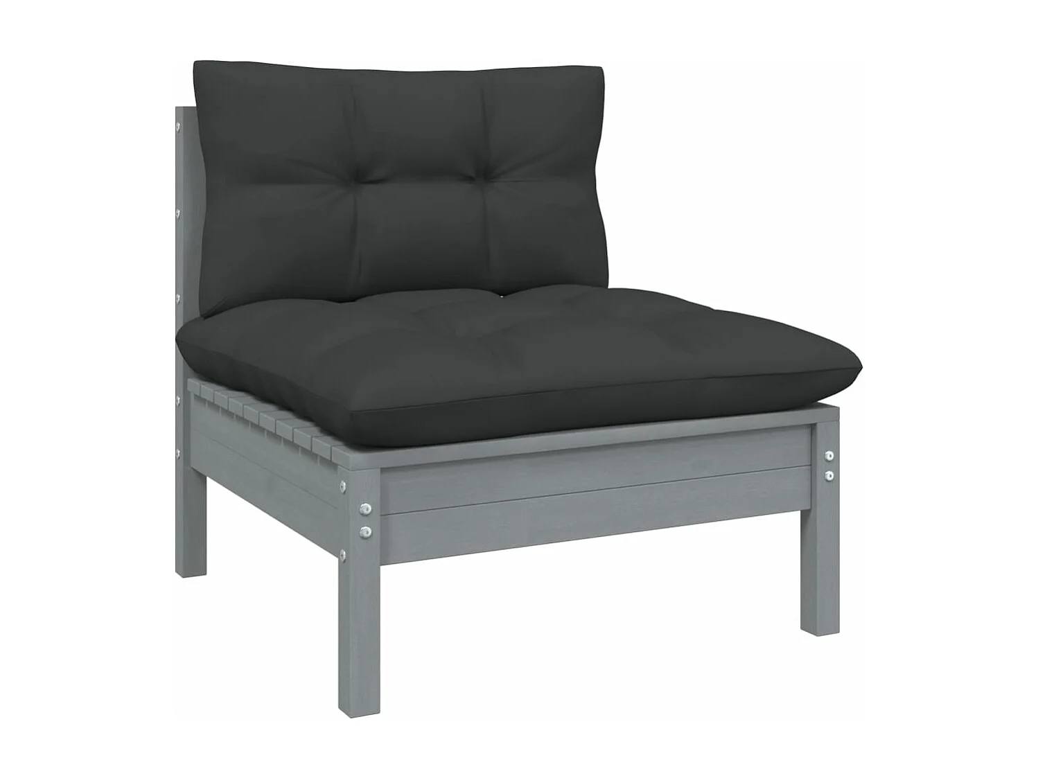 Muebles de jardín 4 piezas con cojines de madera maciza de pino Gris