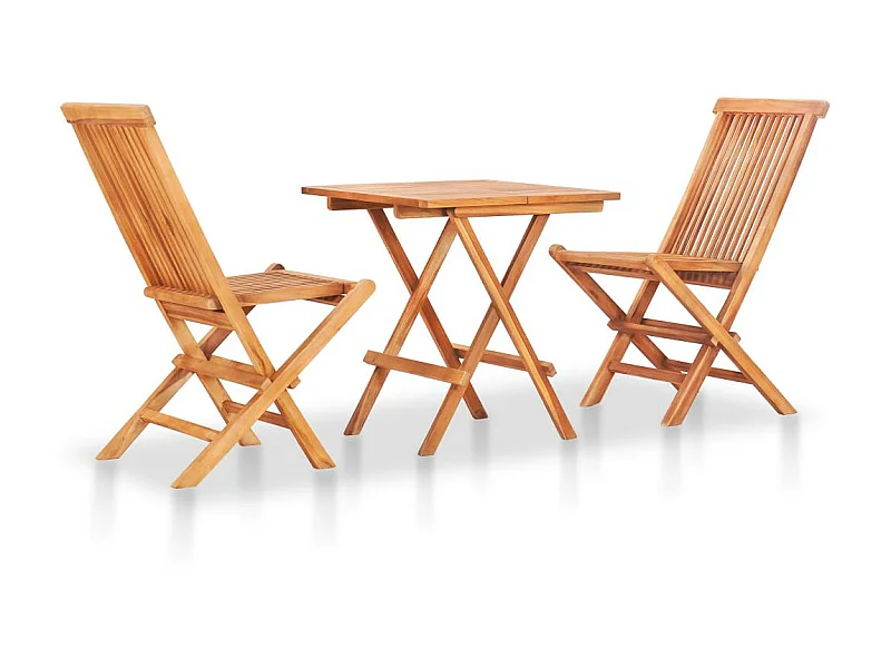 Mobilier de bistro pliable 3 pcs Bois de teck solide