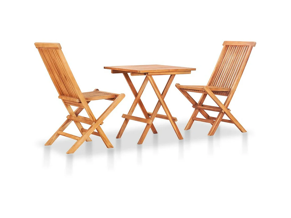 Mobilier de bistro pliable 3 pcs Bois de teck solide