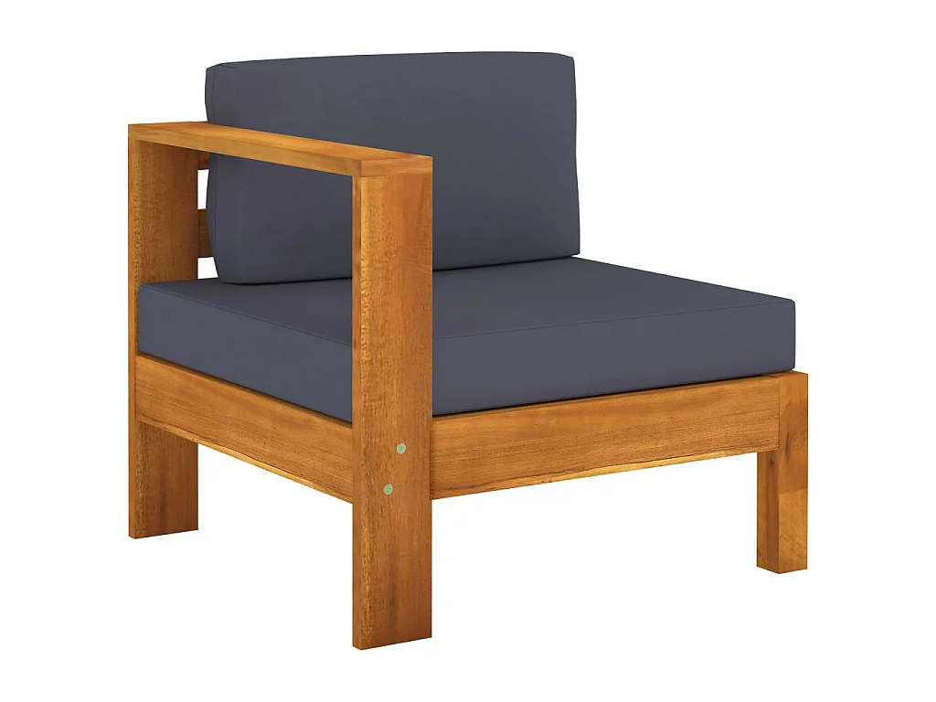 Salon de jardin 9 pcs avec coussins gris foncé Bois d'acacia 3