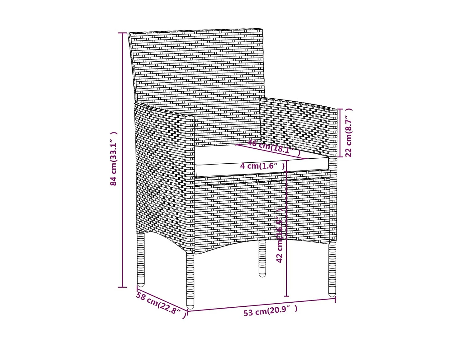 Mobilier de salle à manger de jardin coussins 5 pcs Marron-noir 2