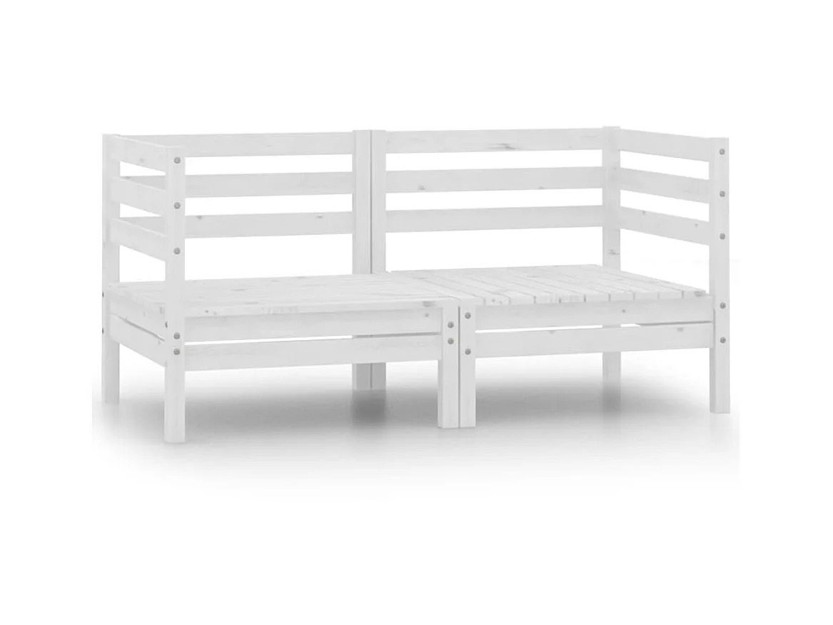 Canapés d'angle de jardin 2 pcs Blanc Bois de pin massif