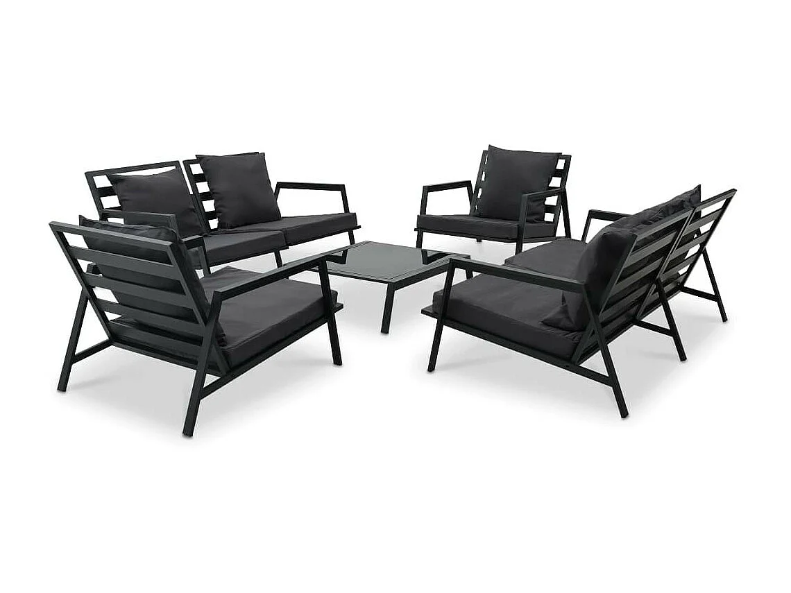 Salon de jardin 5 pcs avec coussins Aluminium Gris foncé