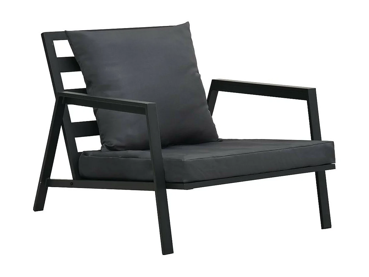 Salon de jardin 5 pcs avec coussins Aluminium Gris foncé