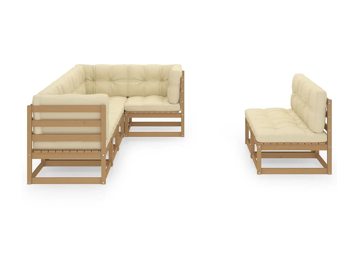 Salon de jardin 7 pcs avec coussins Bois de pin massif 73
