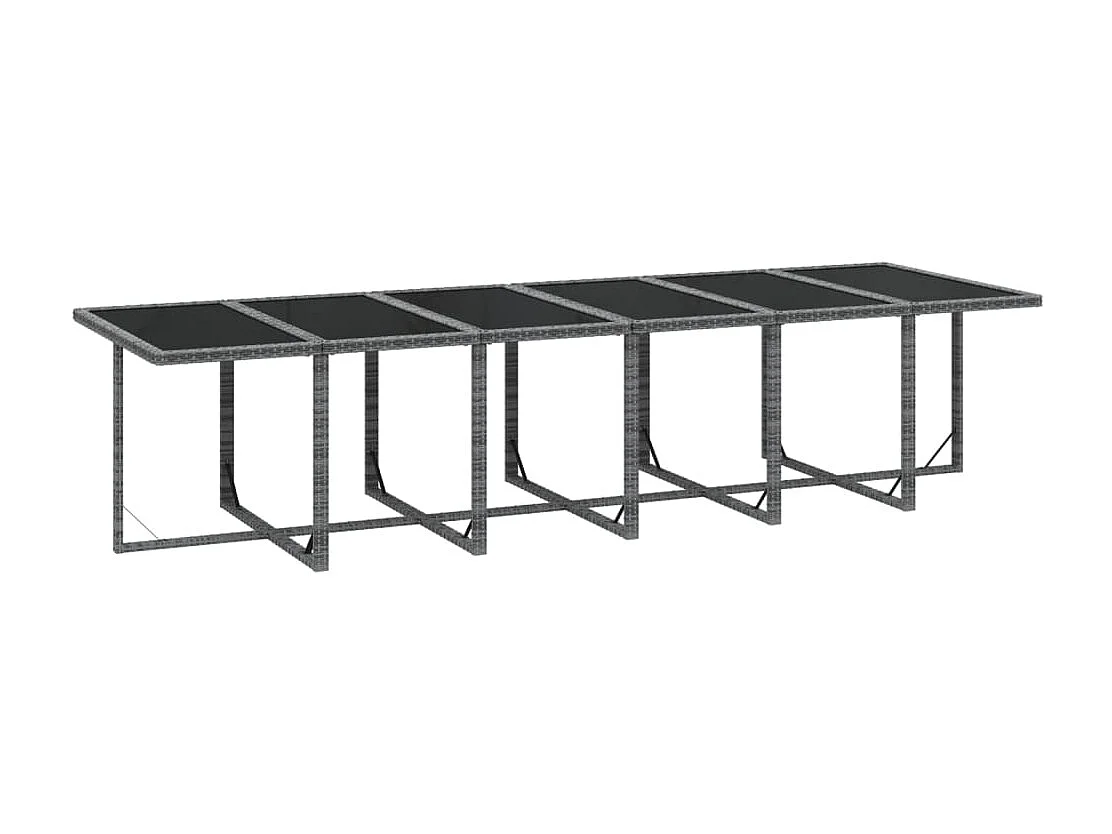 Ensemble à dîner de jardin coussins 13 pcs Résine tressée Gris