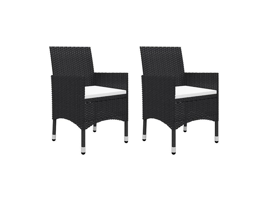 Ensemble de bistro 3 pcs Résine tressée et bois d'acacia Noir 2