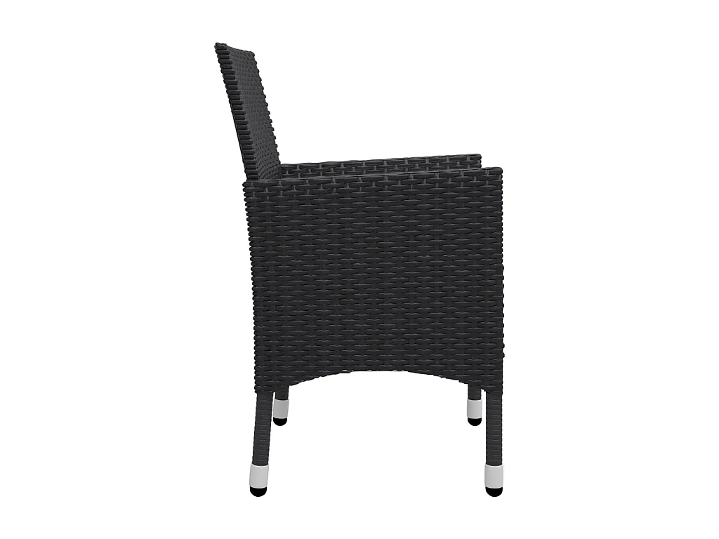 Ensemble de bistro 3 pcs Résine tressée et bois d'acacia Noir 2