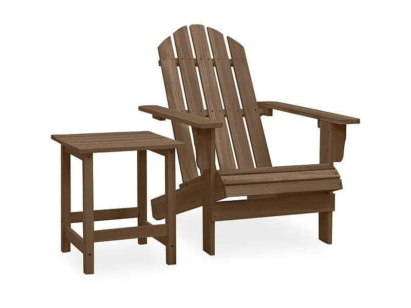 Chaise de jardin Adirondack avec table Bois de sapin Marron