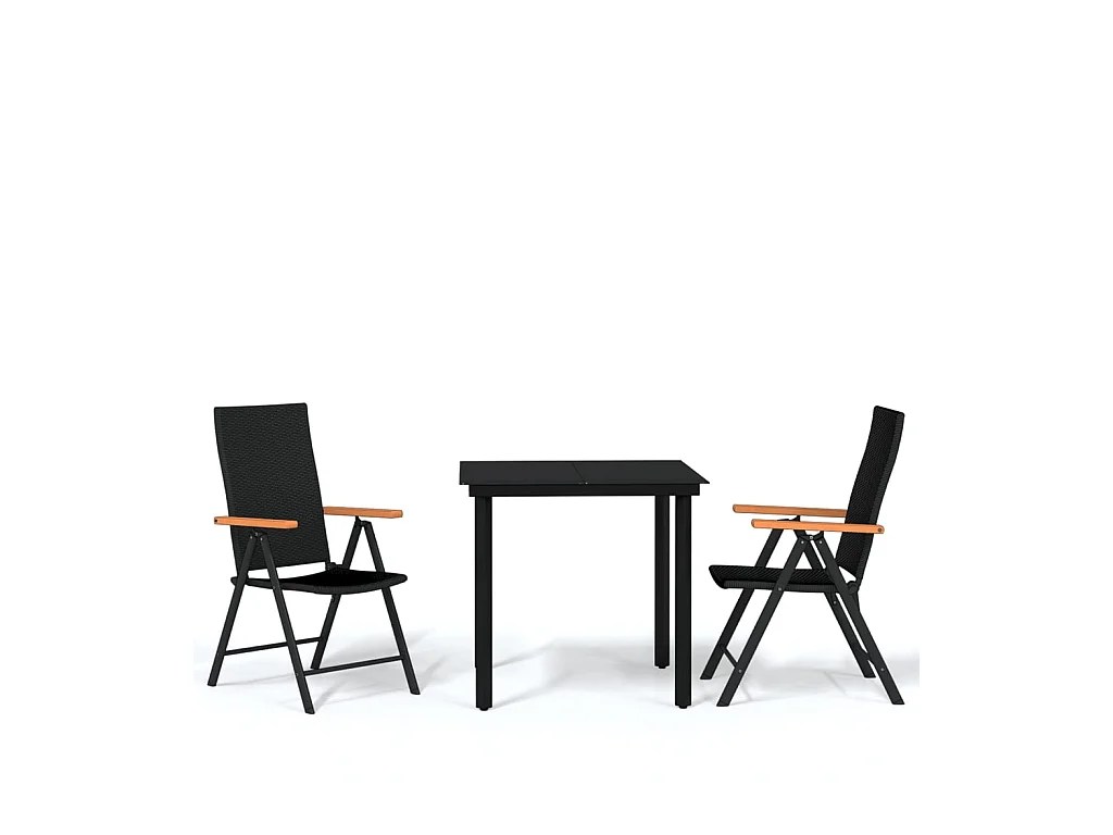 Ensemble de salle à manger de jardin 3 pcs Noir 12