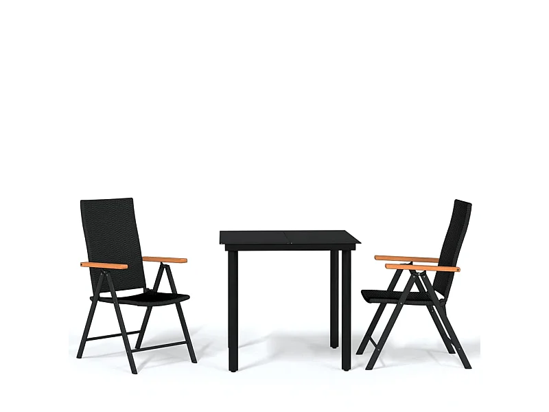Ensemble de salle à manger de jardin 3 pcs Noir 12