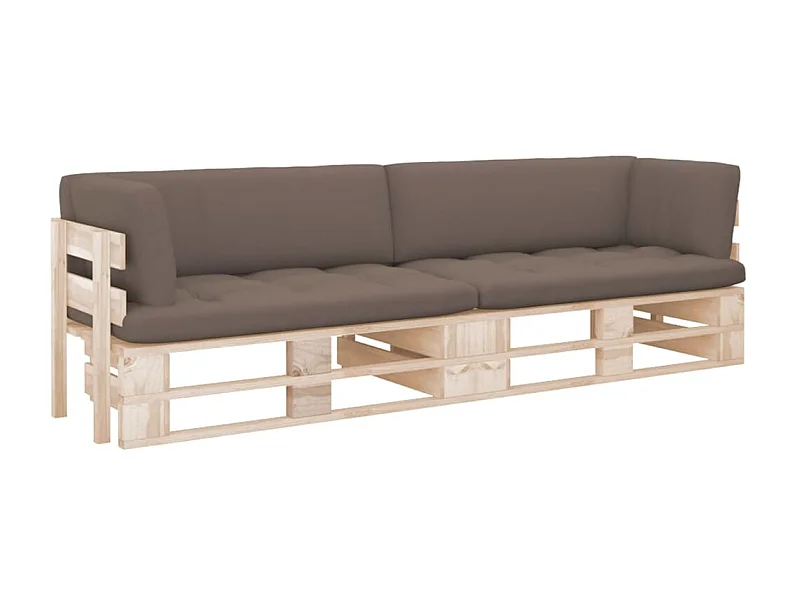 Canapé palette 2 places avec coussins Bois de pin imprégné 11