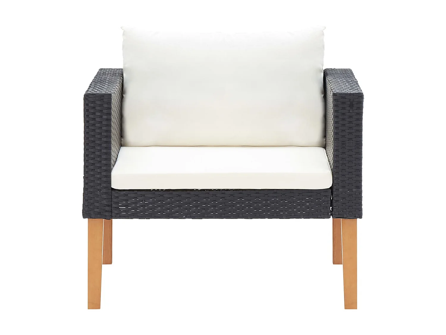 Salon de jardin 4 pcs avec coussins Résine tressée Noir 15