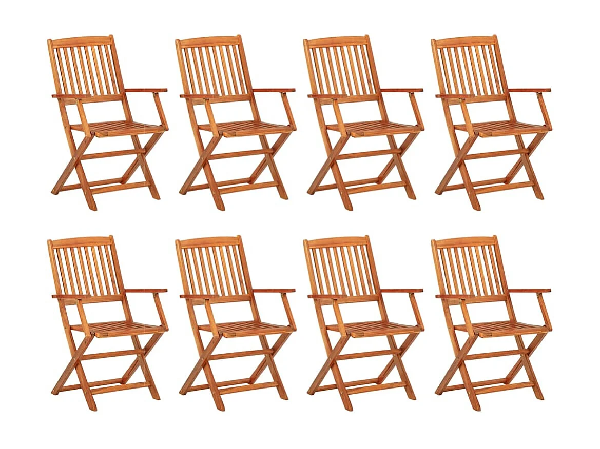 Mobilier à dîner de jardin 9 pcs Bois d'acacia massif 3
