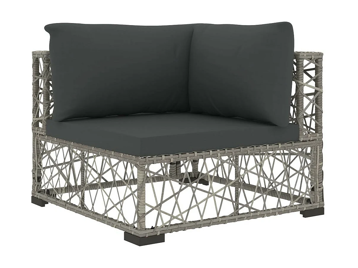 Salon de jardin 6 pcs avec coussins Résine tressée Gris 43