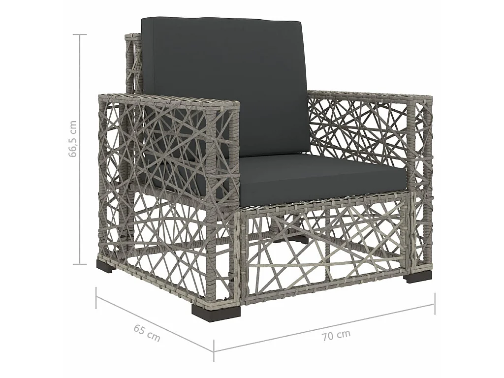 Salon de jardin 6 pcs avec coussins Résine tressée Gris 43