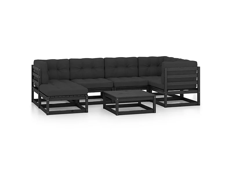 Salon de jardin 7 pcs avec coussins Bois de pin massif 53