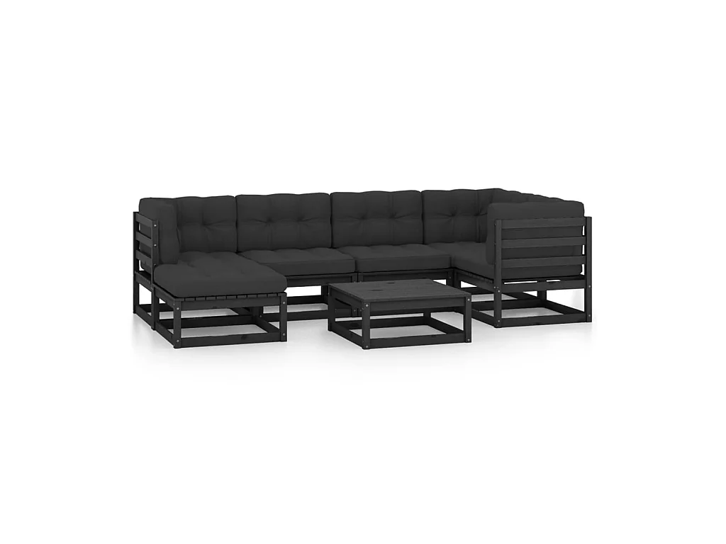 Salon de jardin 7 pcs avec coussins Bois de pin massif 53