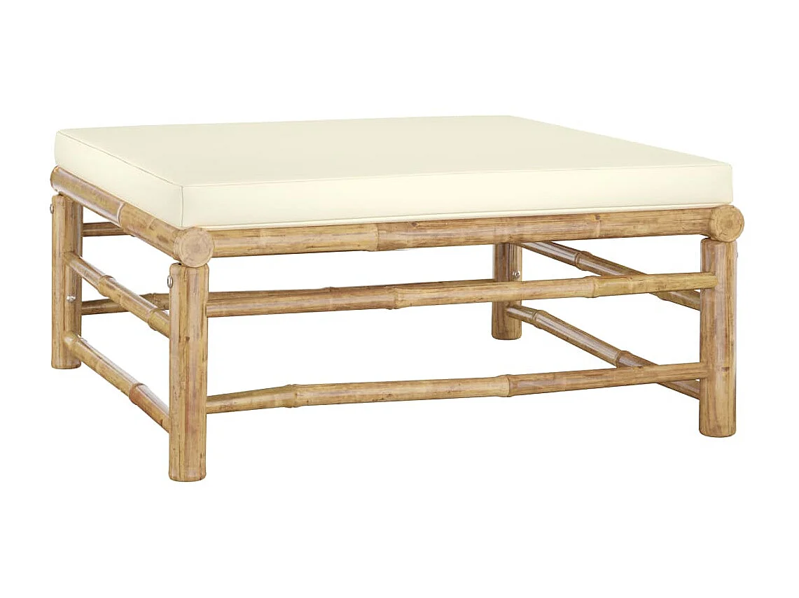 Salon de jardin 4 pcs avec coussins blanc crème Bambou 2