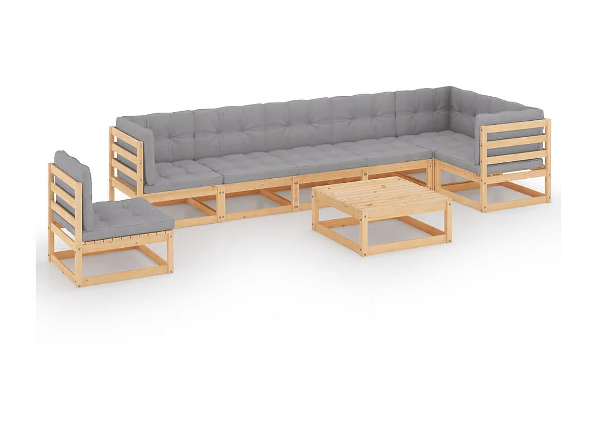 Salon de jardin 8 pcs avec coussins Bois de pin massif 47