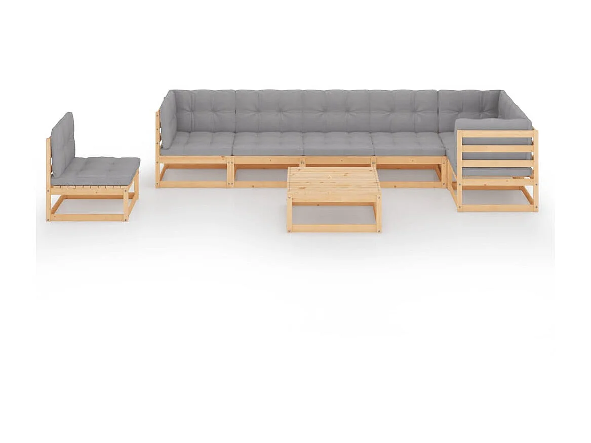 Salon de jardin 8 pcs avec coussins Bois de pin massif 47