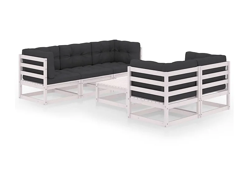 Salon de jardin 6 pcs avec coussins Bois de pin massif 31