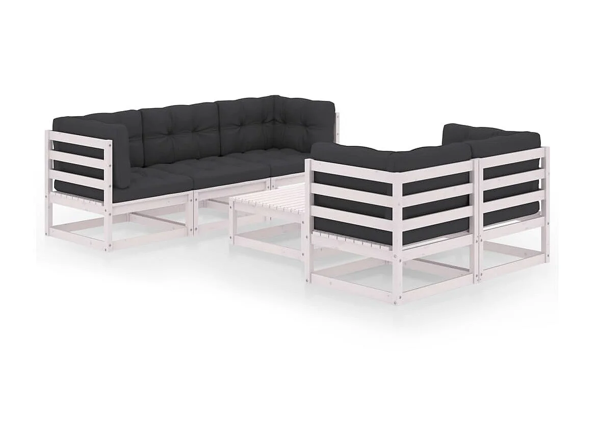 Salon de jardin 6 pcs avec coussins Bois de pin massif 31