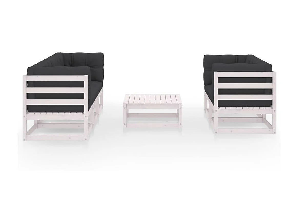 Salon de jardin 6 pcs avec coussins Bois de pin massif 31