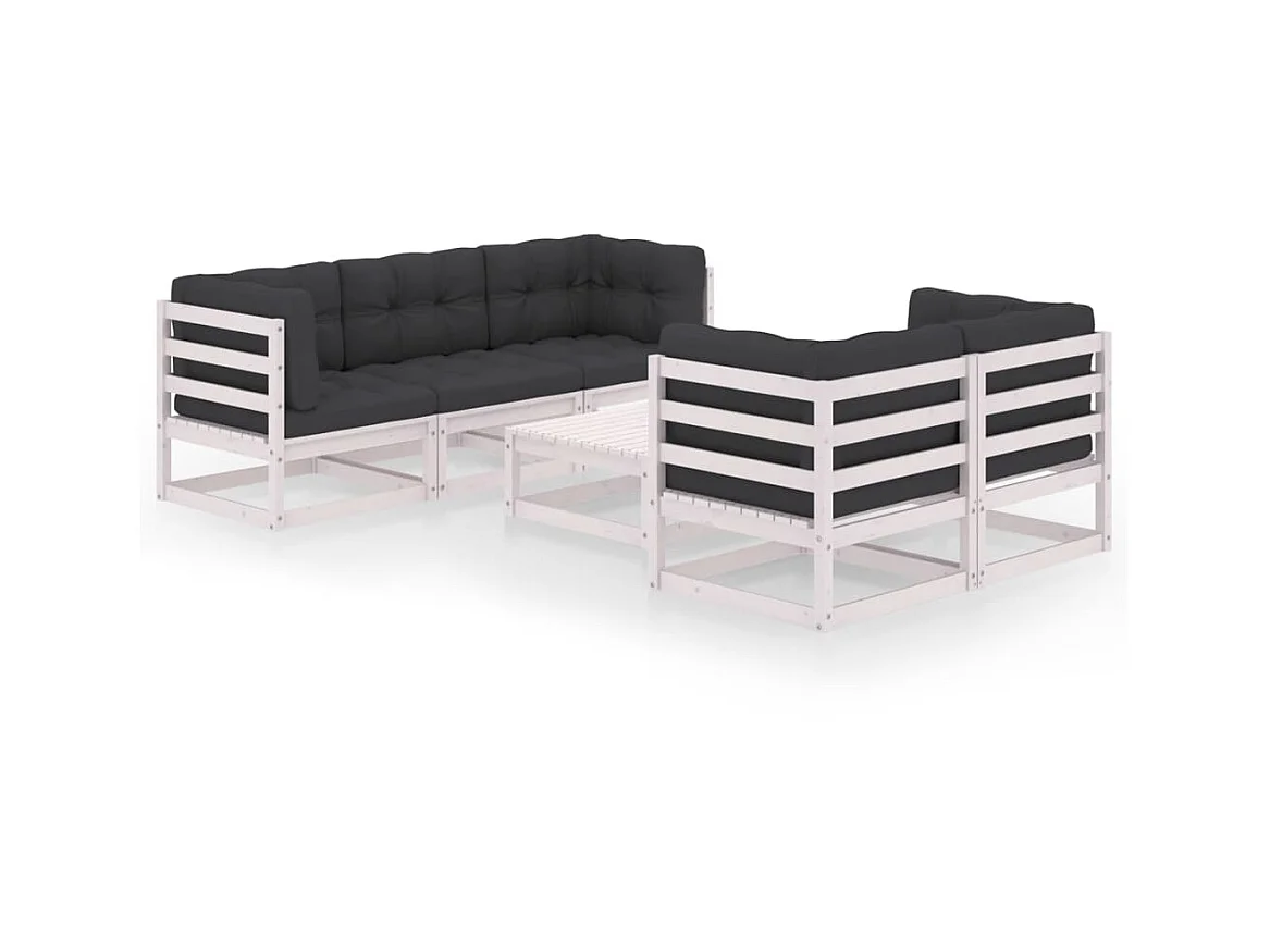 Salon de jardin 6 pcs avec coussins Bois de pin massif 31